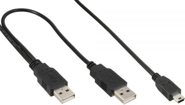 Kabel USB InLine 2x USB-A - miniUSB 1.5 m Czarny (33107Y)