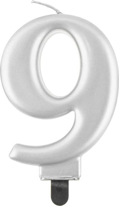 GoDan Świeczka urodzinowa "9" srebrna 8cm