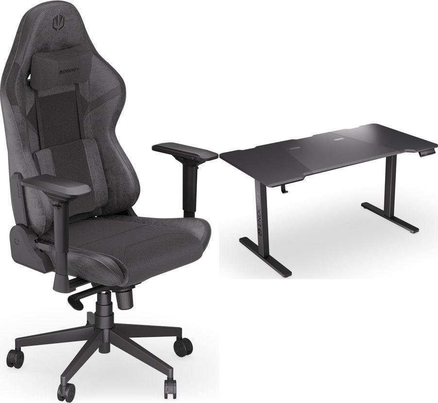 Fotel Endorfy Fotel Endorfy Scrim BK (EY8A001) czarny + Biurko Atlas L Electric Czarne 150cm x 78cm