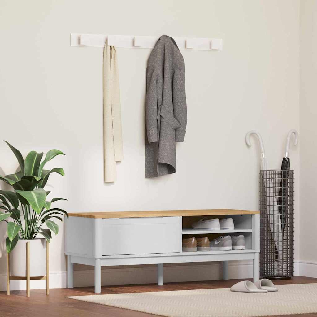 vidaXL Ławka do korytarza Biały 115 x 40 x 45 cm Lite drewno sosnowe