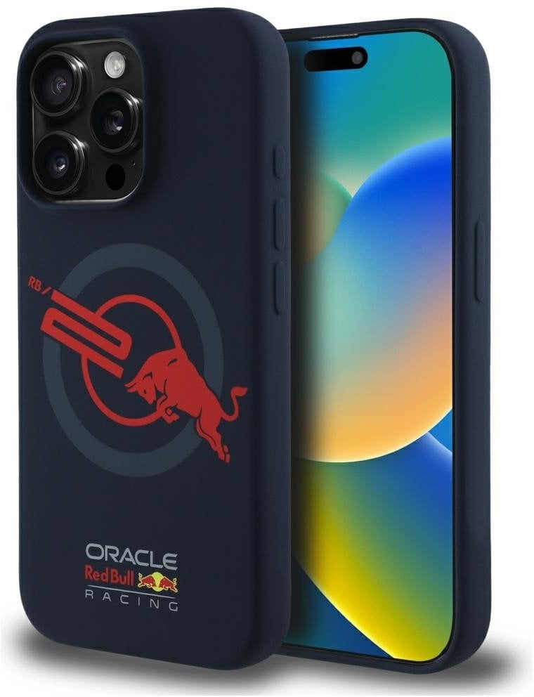 ETUI RED BULL HC SILICONE ORBR20 LOGO RED LINING DO IPHONE 15 PRO MAGSAFE GRANATOWY