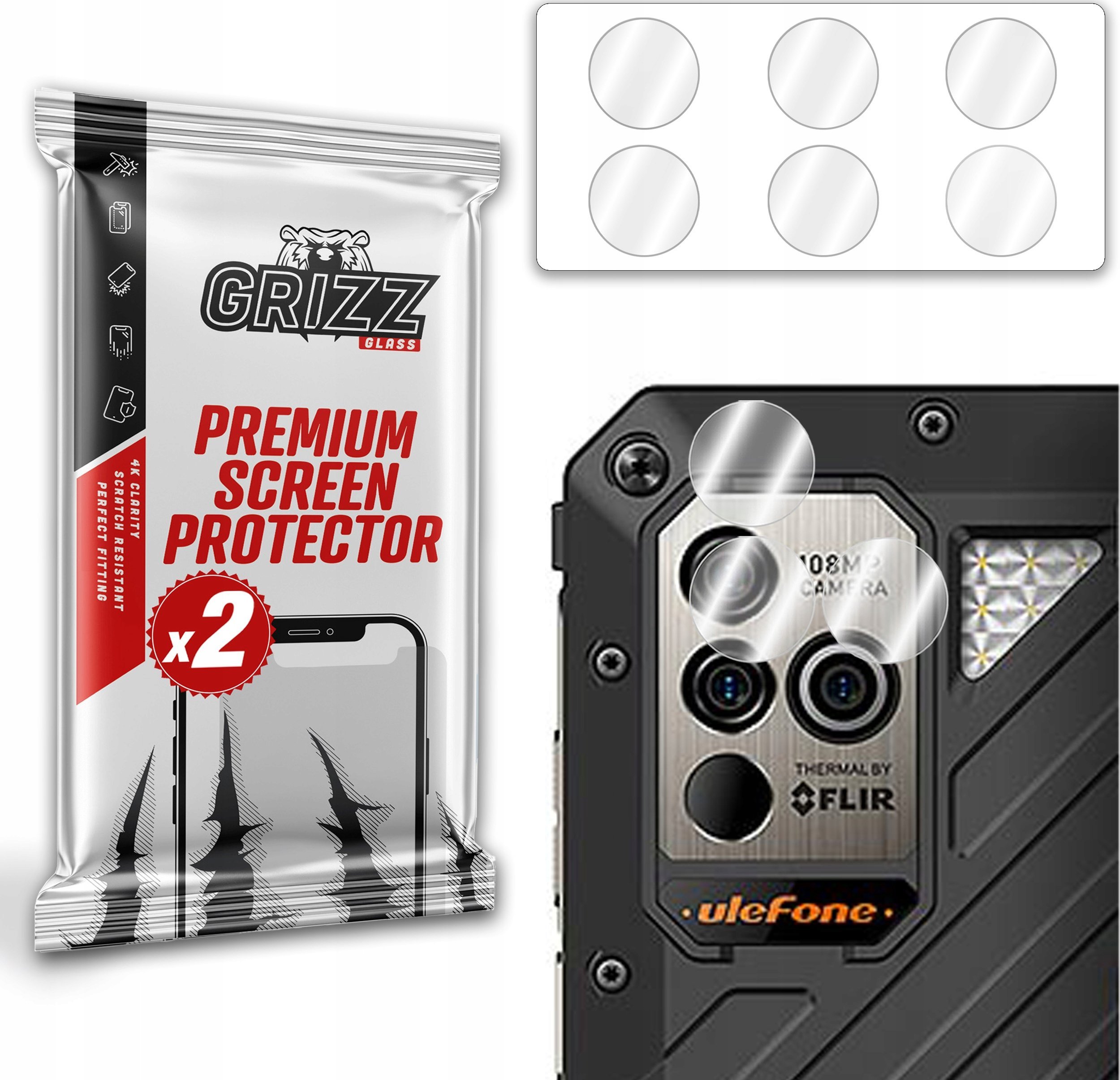 GrizzGlass Szkło na aparat GrizzGlass HybridGlass Camera do Ulefone Power Armor 19T