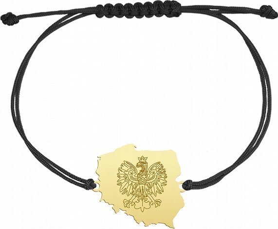 Radziszewska Jewellery Bransoletka Złota Polska Mapa Sznurek 925 Grawer Prezent Dedykacja