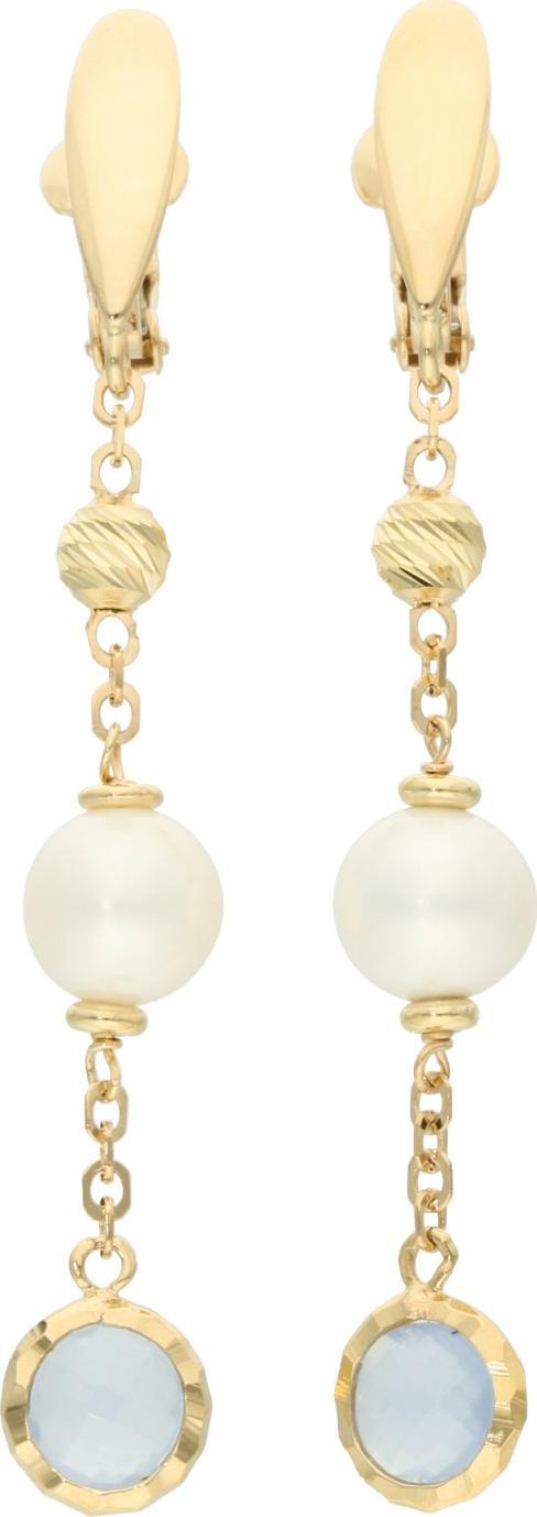 Rosanto Złote kolczyki z kwarcem księżycowym i perłą 585 14k