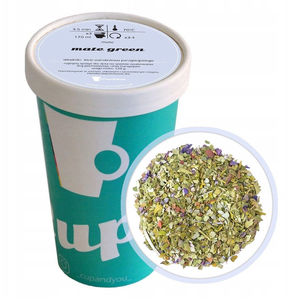 Liściasta sypana Herbata Yerba Mate GREEN ostrokrzew paragwajski EKO 120g - herbata liściasta sypana mieszanka napar susz