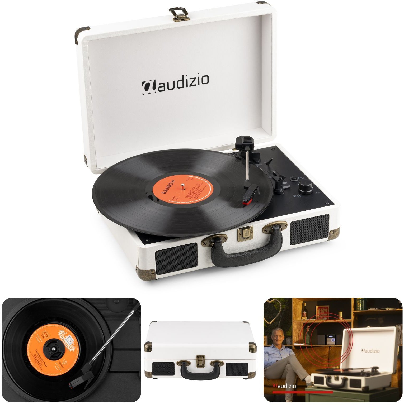 Gramofon Audizio Gramofon w walizce z BT In/Out RP116CR biały one size