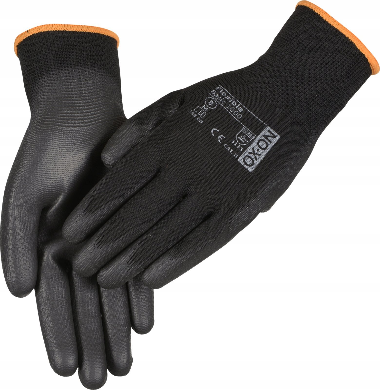 OX-ON handske Black Flex - Finger Coated, str. 9