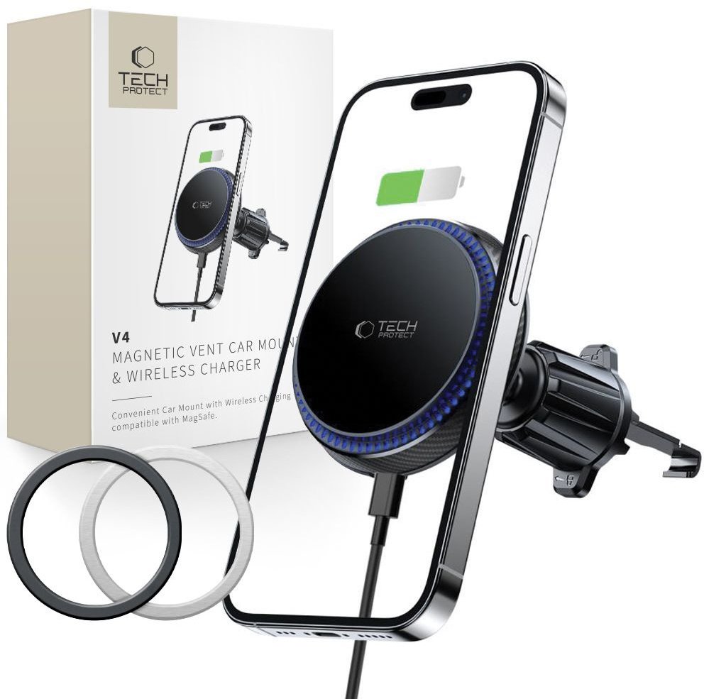 Uchwyt samochodowy z ładowarką indukcyjną MagSafe 15W na kratkę nawiewu - czarny Uchwyt samochodowy z ładowarką indukcyjną MagSafe 15W na kratkę nawie