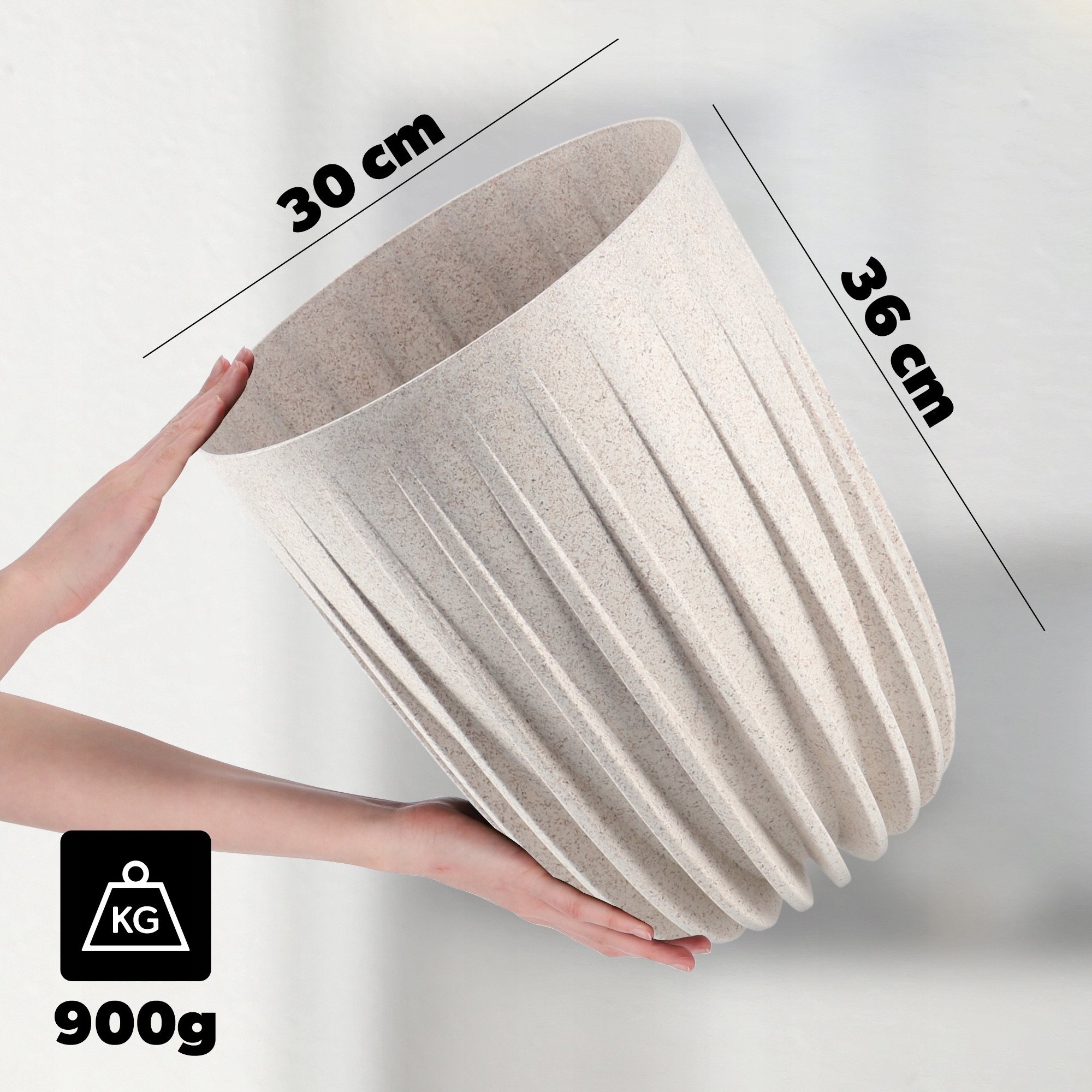 KADAX Doniczka Osłonka Eko + Wkładka Kremowa 30x36cm