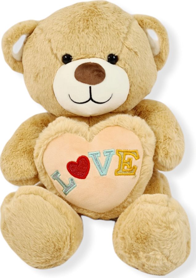 BLUBELL Miś pluszowy z sercem na prezent latte beżowy