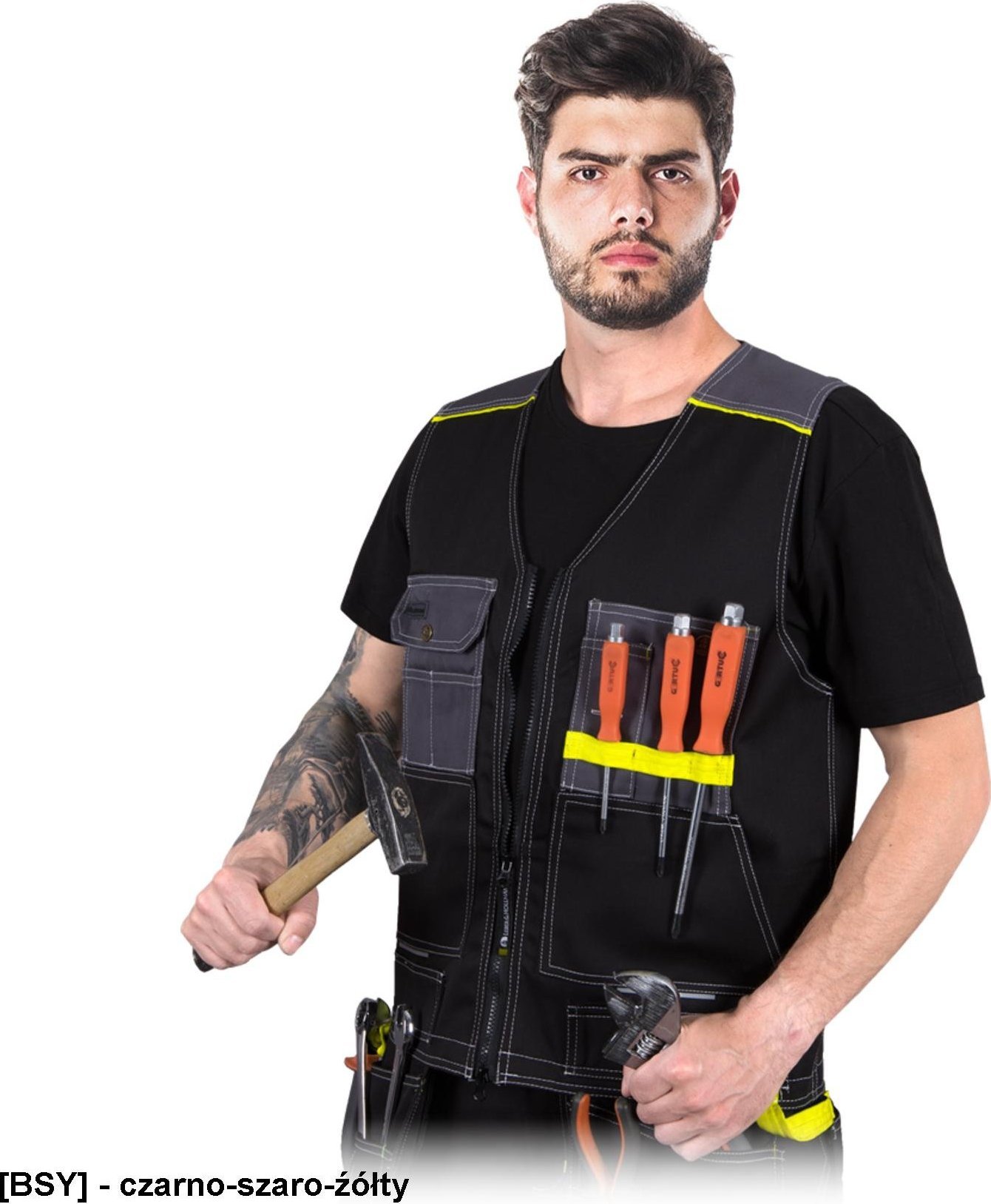 R.E.I.S. LH-POCKER - odzież ochronna, - czarno-szaro-źółty 2XL