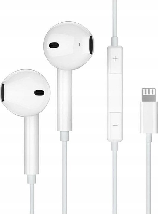 Słuchawki - JELLICO słuchawki przewodowe EP2A Lightning z mikrofonem 1.2M Biały