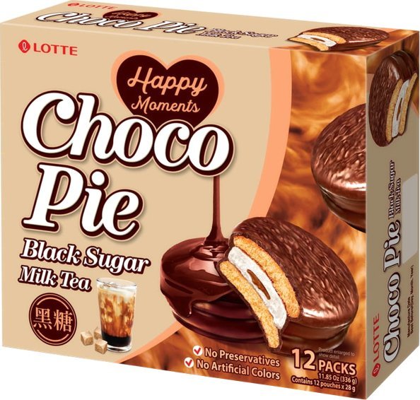 Lotte Choco Pie Black Sugar Milk Tea, całe pudełko (12 x 28g) -