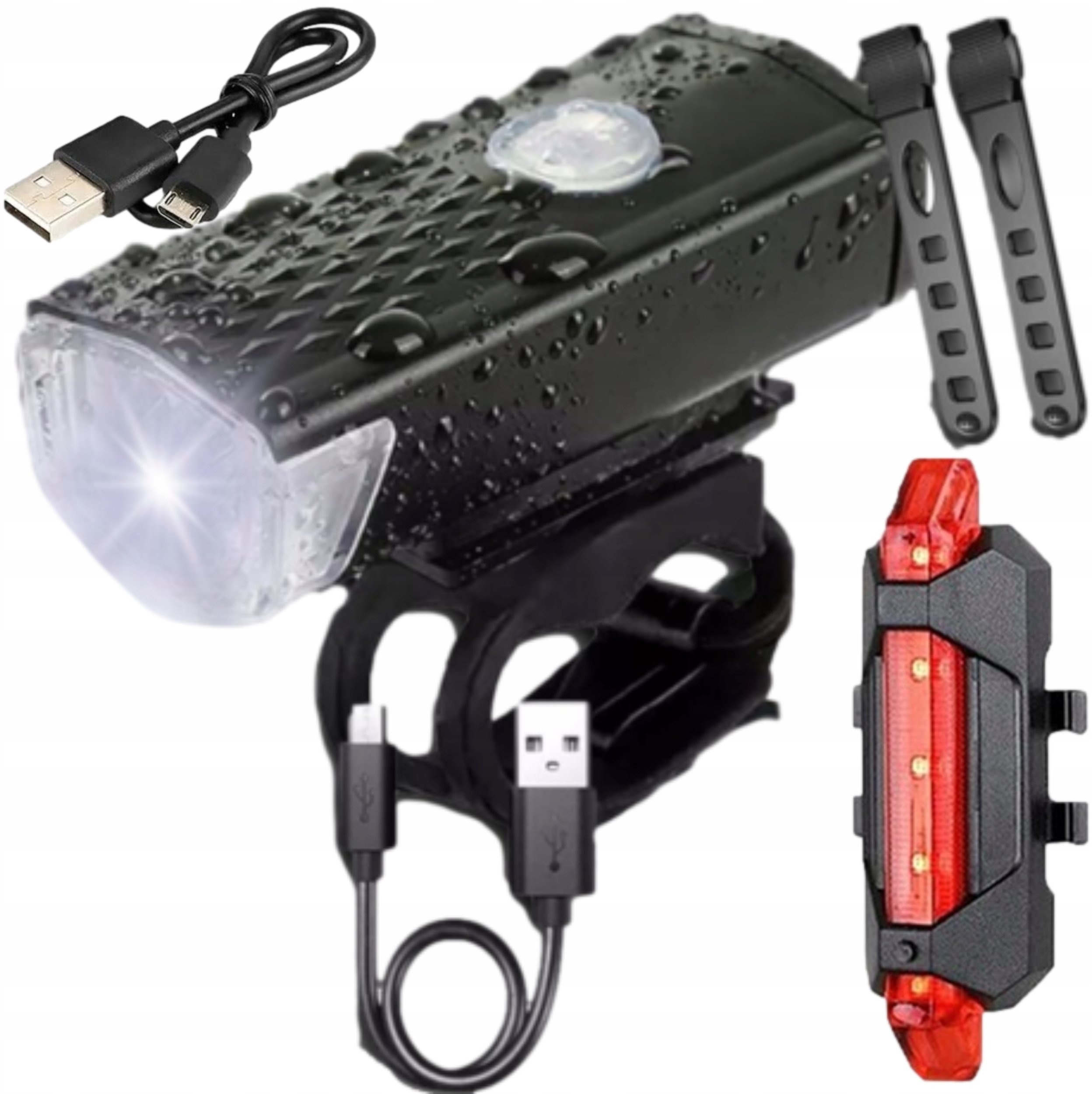 2X Lampka Rowerowa Przednia Tylnia Led Zestaw Usb