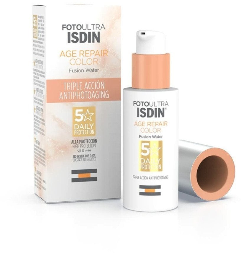Ochrona przeciwsłoneczna z kolorem Isdin Fusion Water Magic Repair Spf 50 50 ml