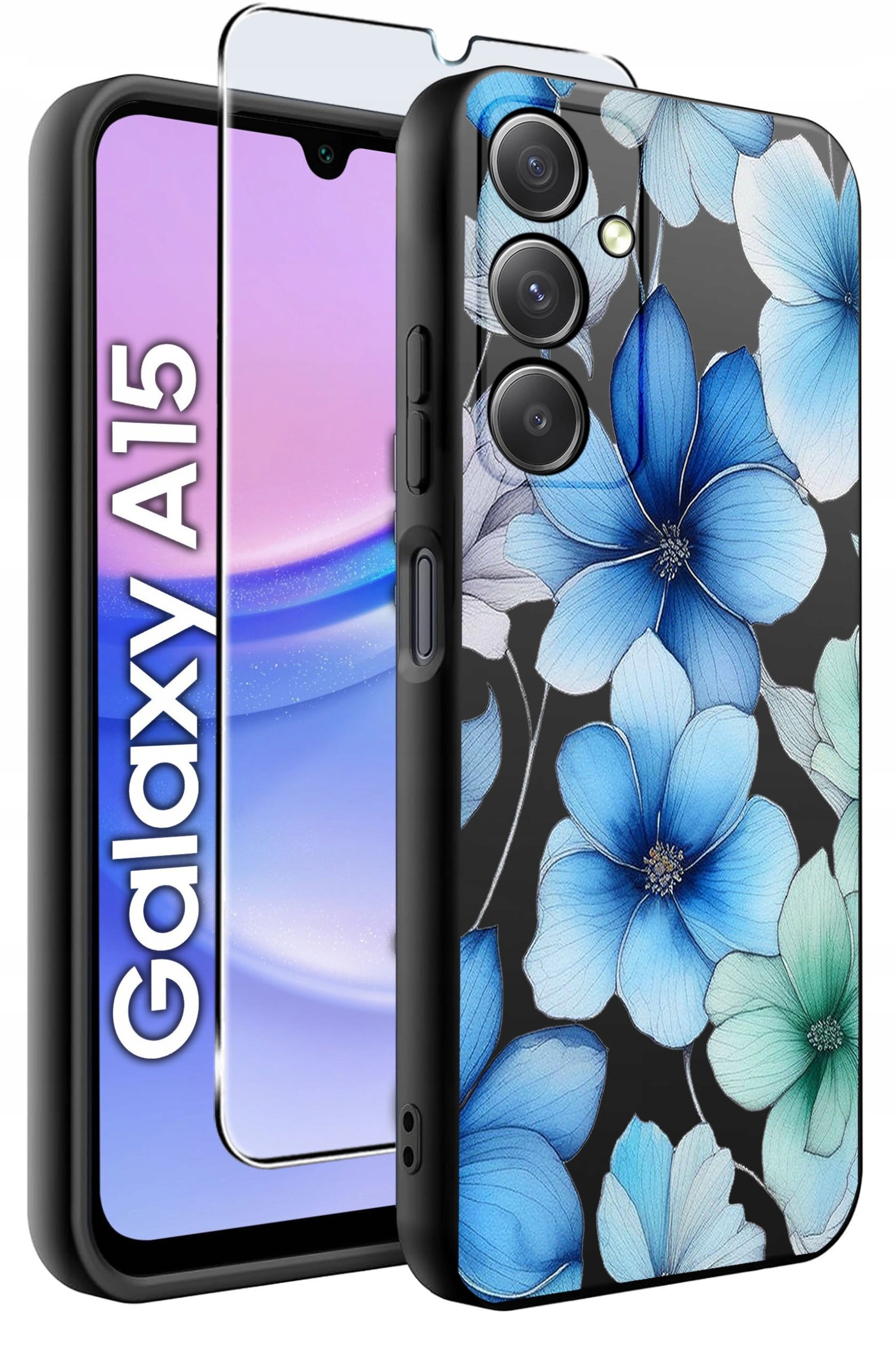 ETUI do Samsung A15 4G | 15 5G WZORY | SILIKONOWE MATT CASE + SZKŁO 9H