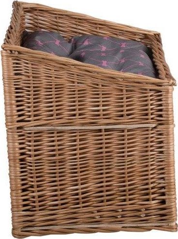 WickerPL RUBY DOMEK WIKLINOWY DLA KOTA PIĘTROWE LEGOWISKO DLA ZWIERZĄT Z PODUSZKAMI 56X36 H32/42 CM