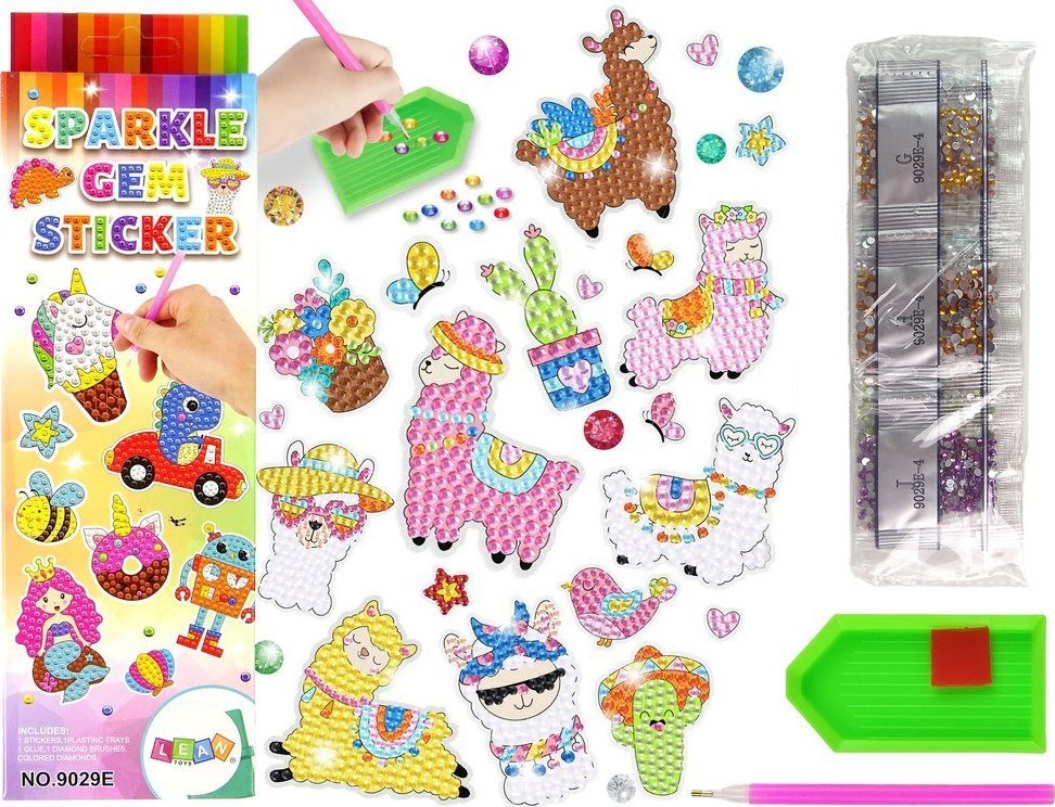 LeanToys Zestaw Naklejek Haft Diamentowy Lamy Zwierzęta Mozaika