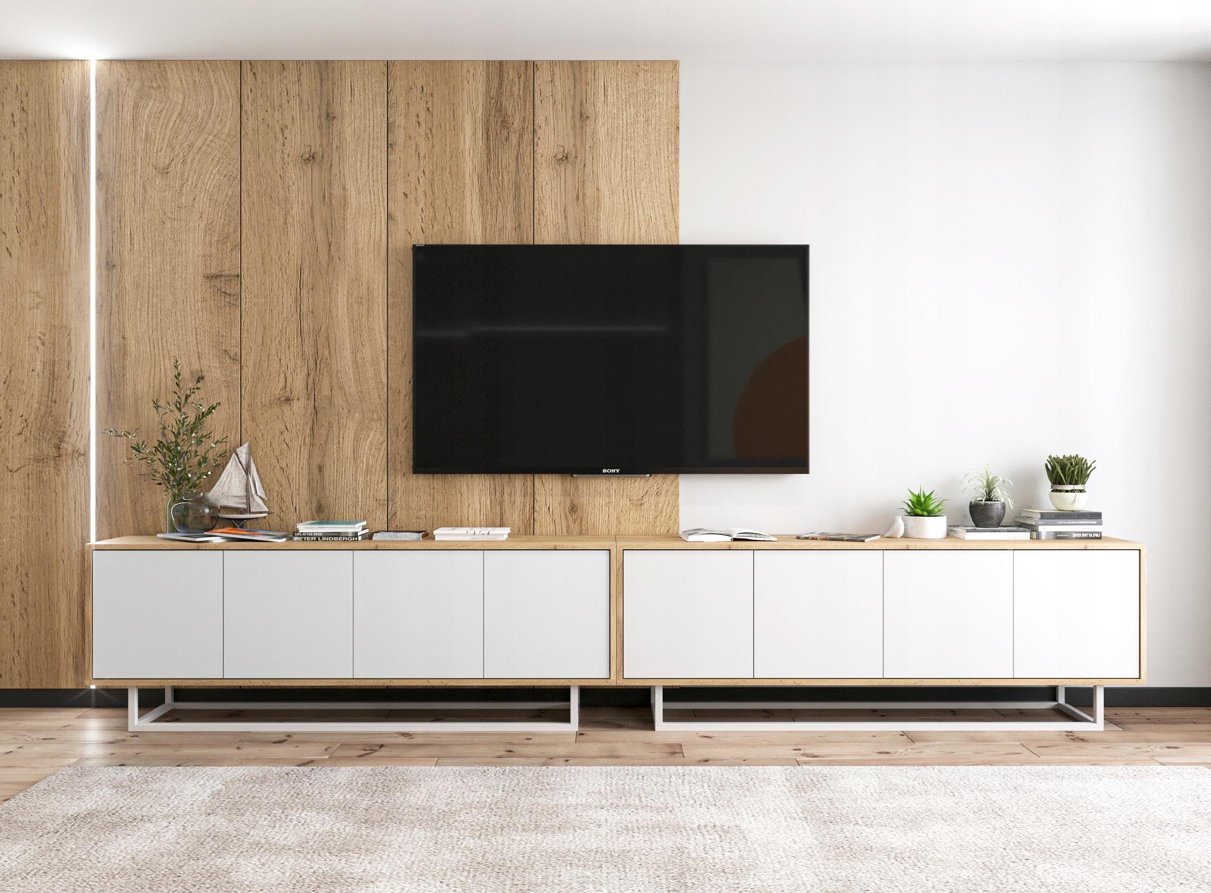 Meble Lindner Szafka RTV Loft Industrialna Komoda Biały MAT 300