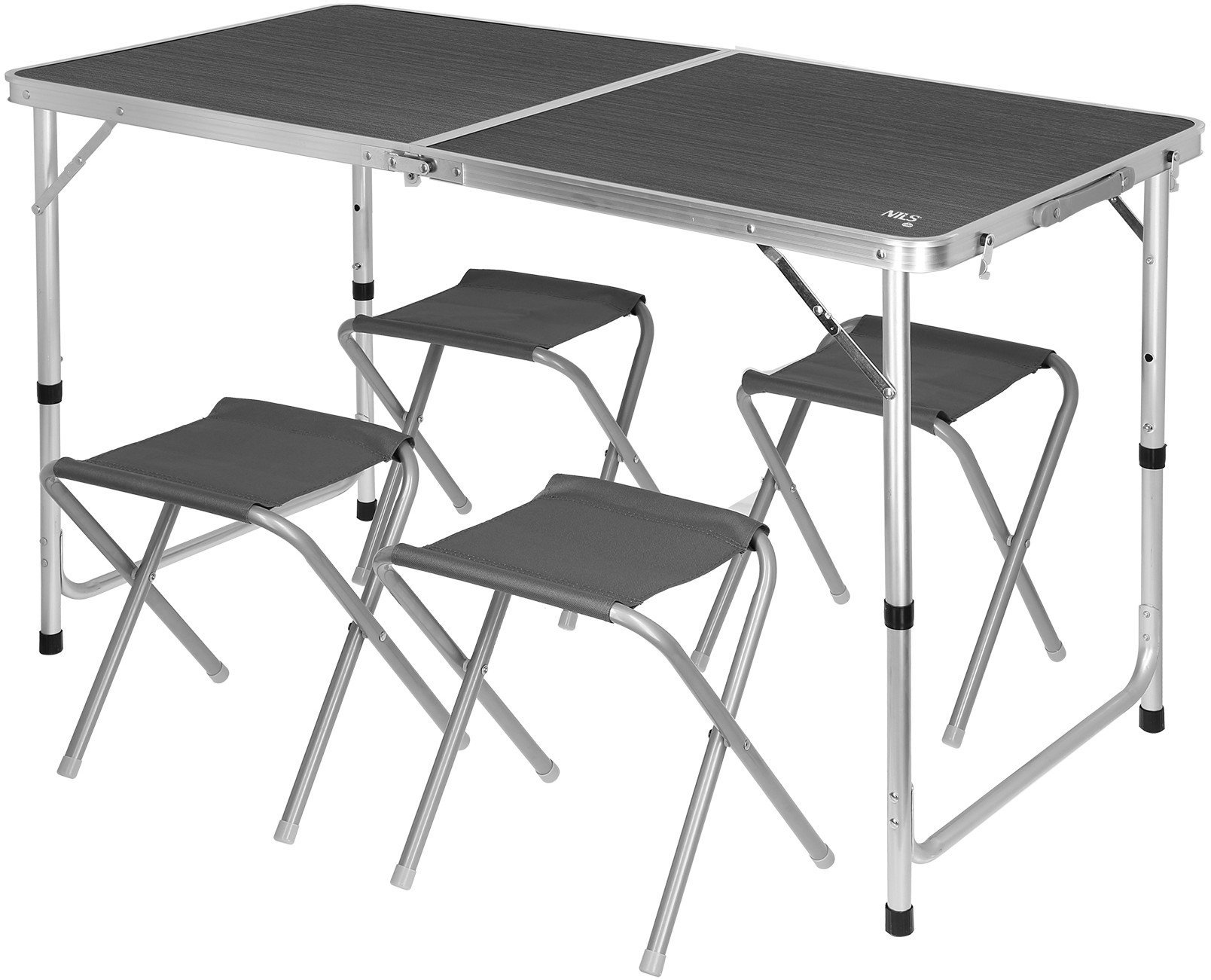 NC1633 STÓŁ I KRZESŁA ZESTAW CIEMNO SZARY NILS CAMP