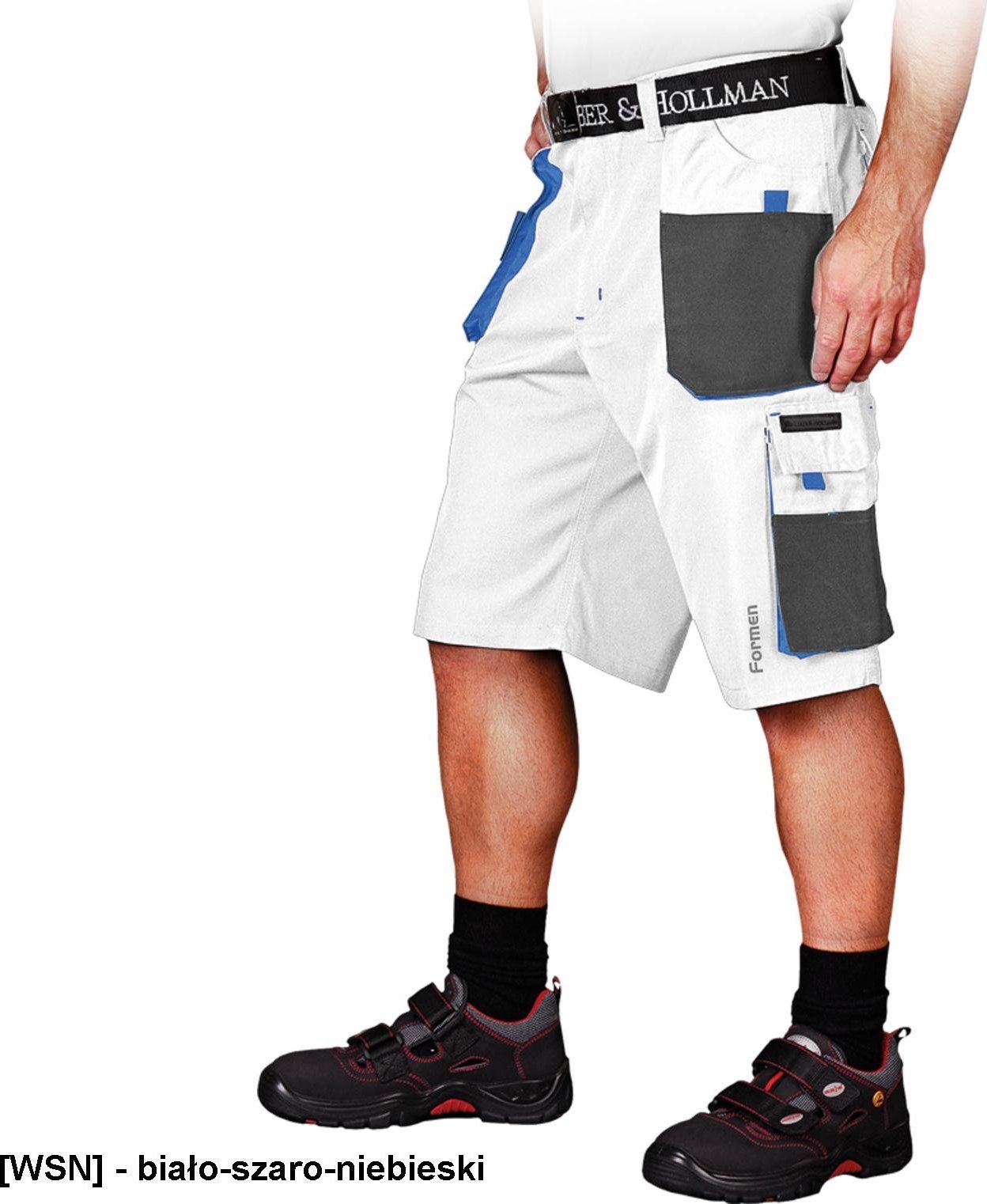 Leber&Hollman LH-FMN-TS - SPODNIE OCHRONNE DO PASA - KRÓTKIE, - biało-szaro-niebieski 2XL