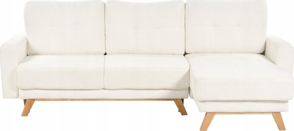 Beliani Sofa narożna boucle lewostronna biała SIRO
