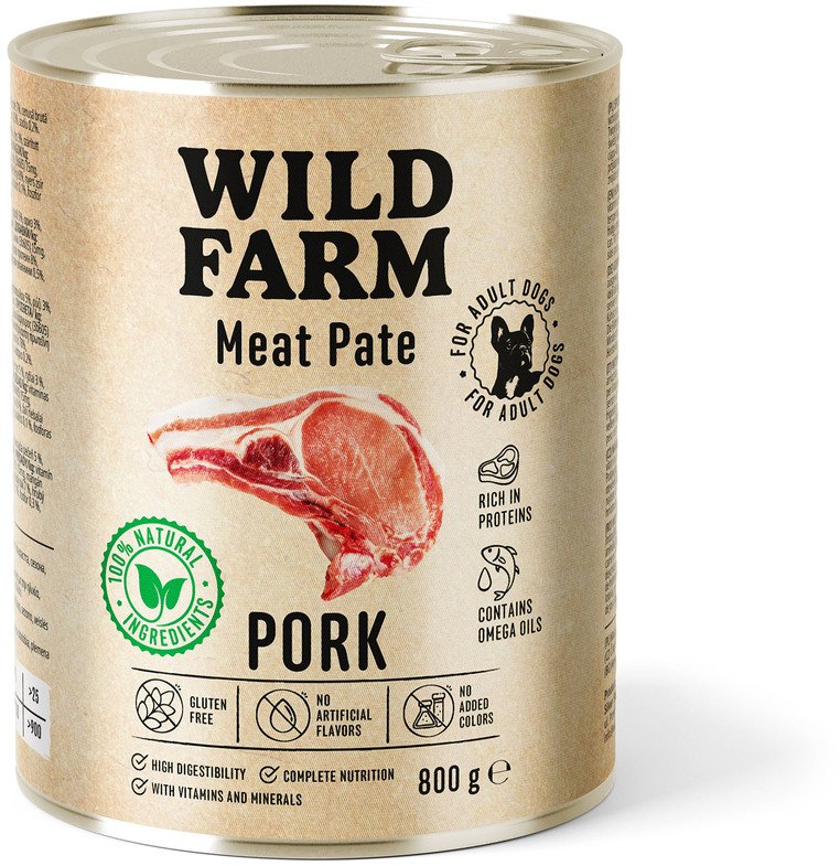 WILD FARM Pate Pork 800g bezglutenowa karma dla psa