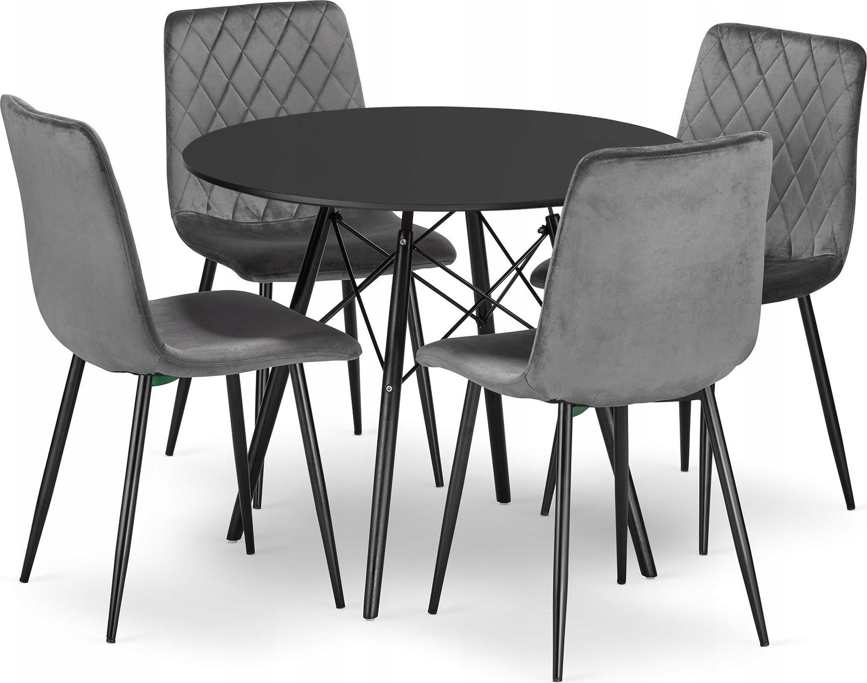 Leobert Zestaw stół okrągły TODI 80 czarny + 4 krzesła TURIN ciemnoszare