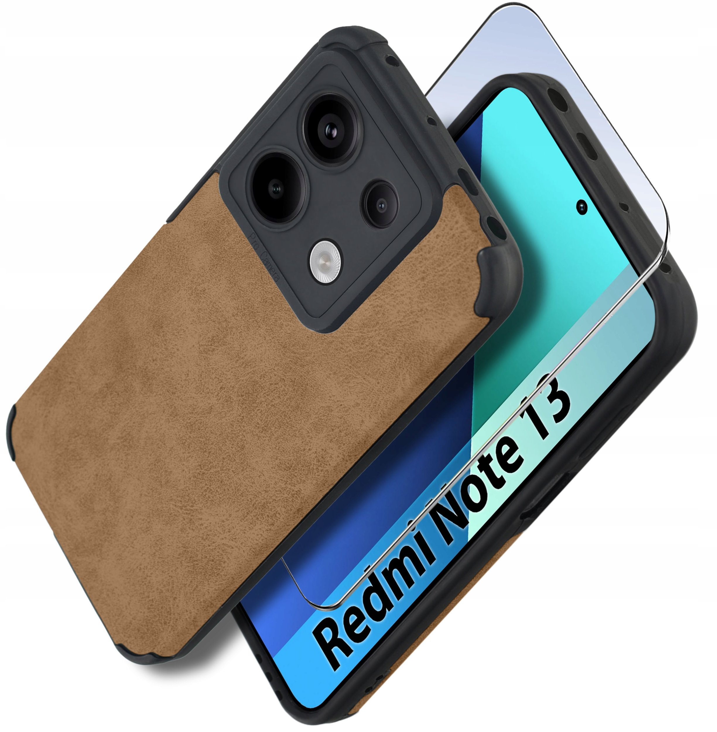 Etui do Xiaomi Redmi Note 13 4G silikonowe SKÓRZANE VINTAGE CASE + Szkło 9H