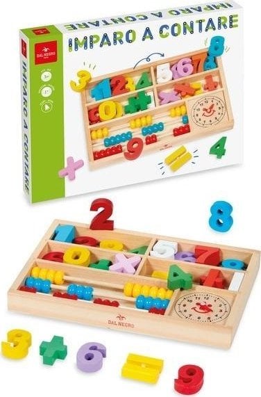 Drewniany zestaw matematyczny z zegarem liczydłem