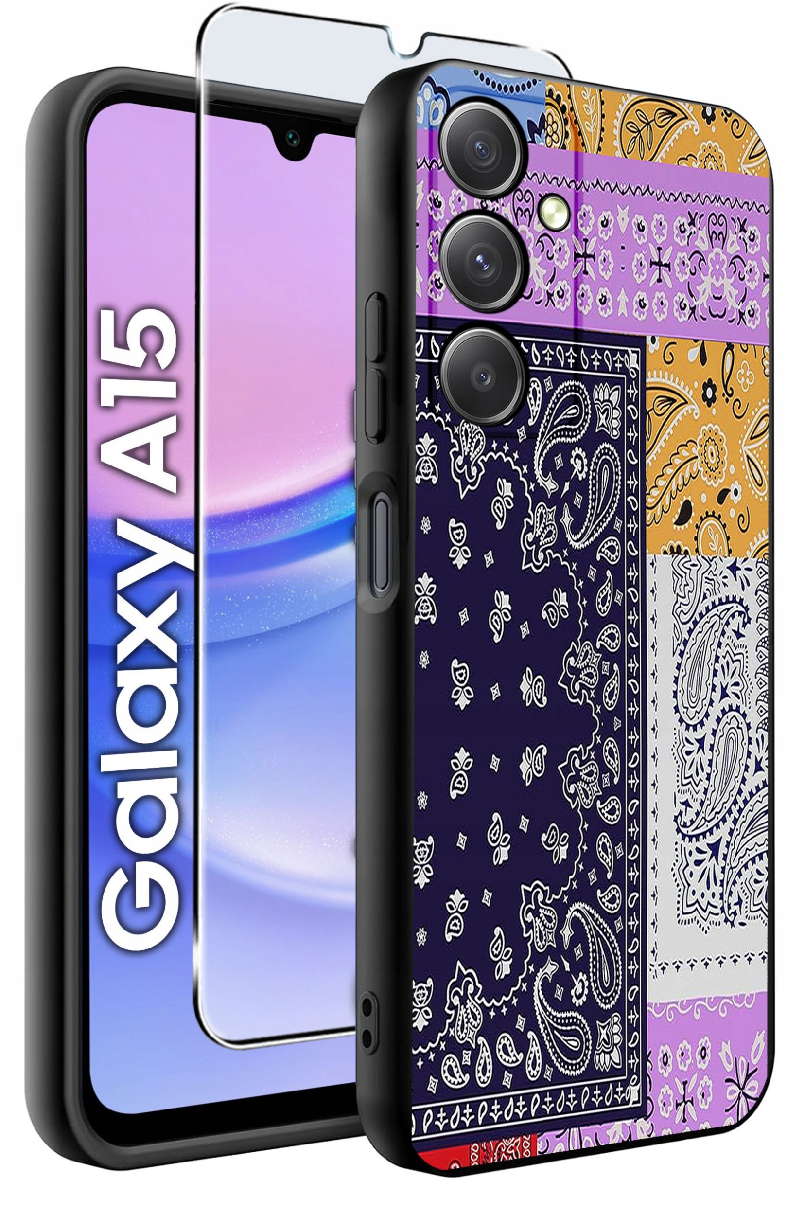 ETUI do Samsung A15 4G | 15 5G WZORY | SILIKONOWE MATT CASE + SZKŁO 9H