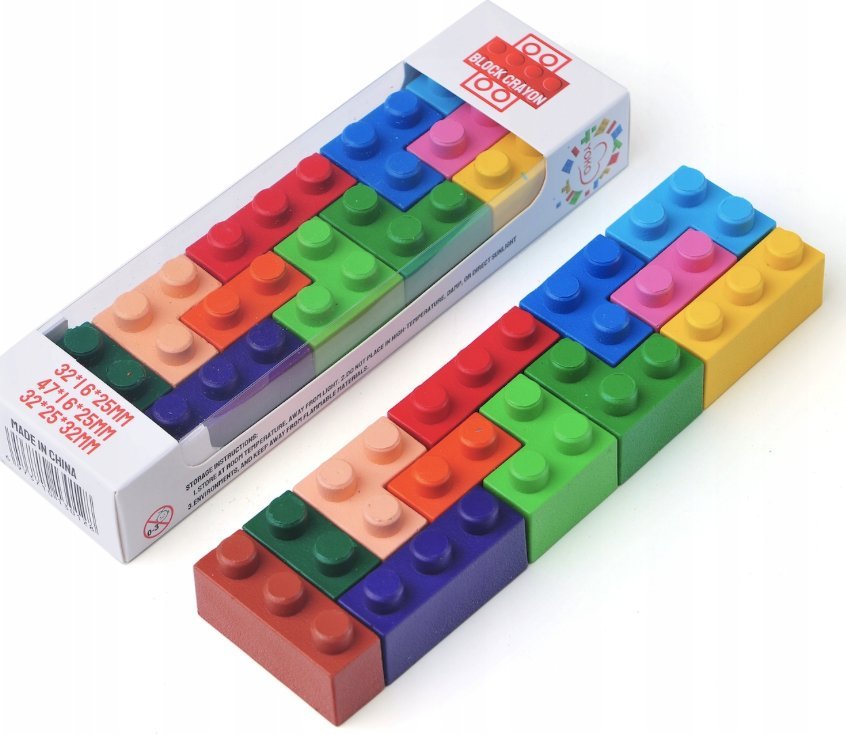 Pierwsze kredki dla dziecka zestaw 12 kolorów klocki mix do układania