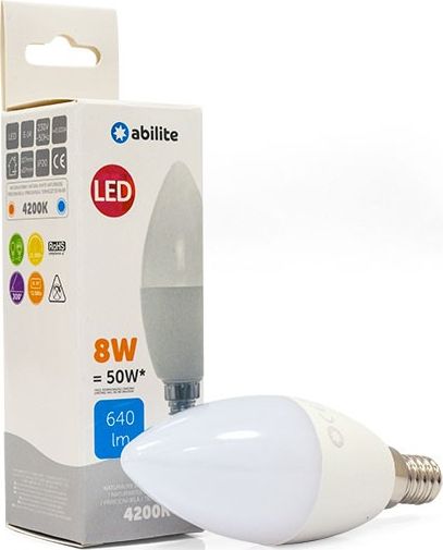 Abilite ŻARÓWKA LED ABILITE ŚWIECZKA MLECZNA B.NEUTRALNA E14 8W/230V 640LM C37