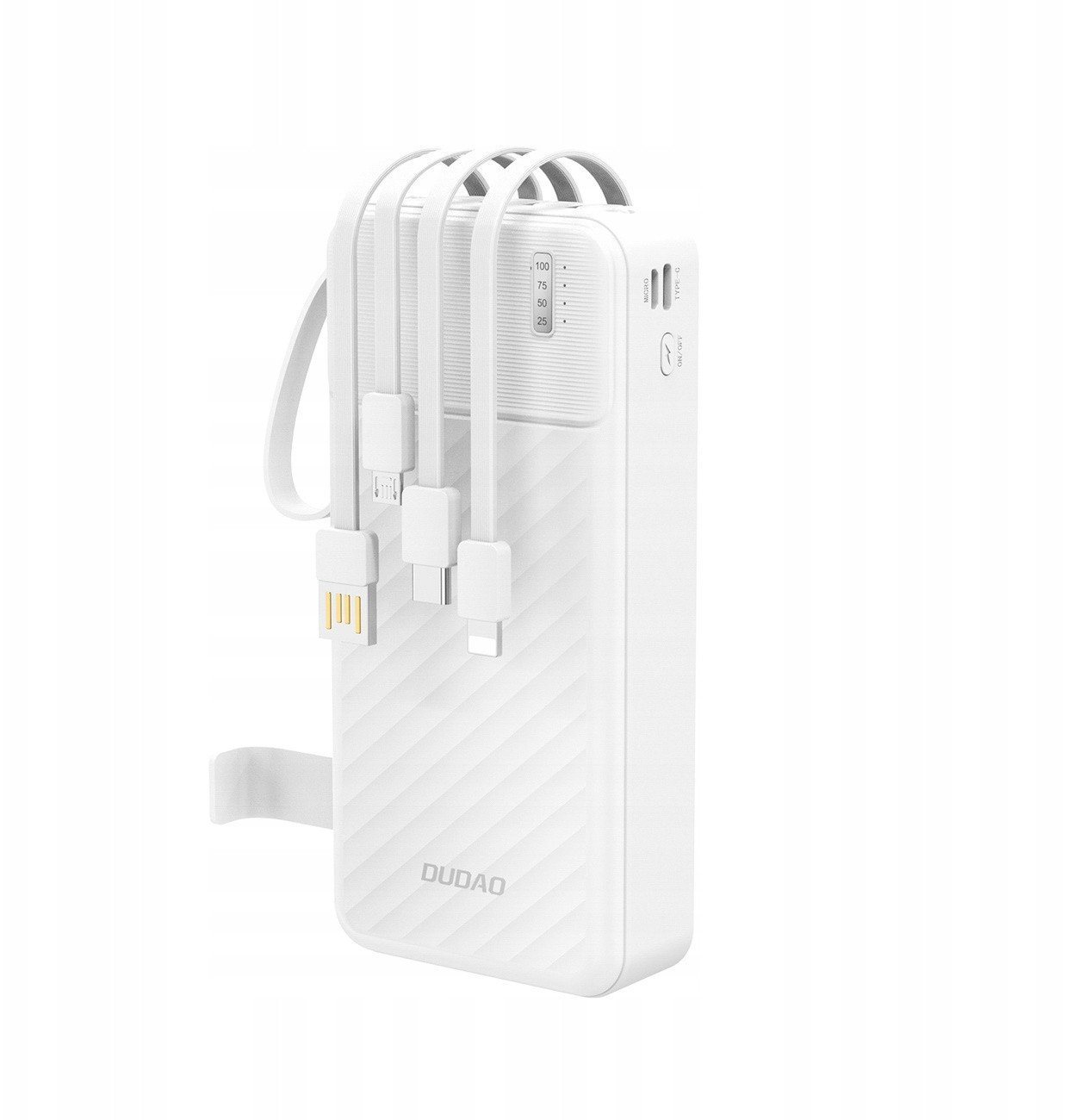 Powerbank Dudao K11 Pro 20000mAh z wbudowanymi kablami biały