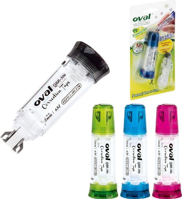 Oval Korektor w taśmie OVAL QBR-506 + wkład, biały, 5 mm x 6 m 160-2179
