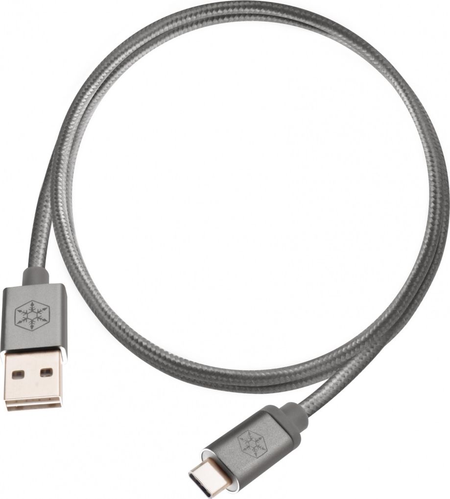 Kabel USB SilverStone USB-A - USB-C 1 m Szary (52028)