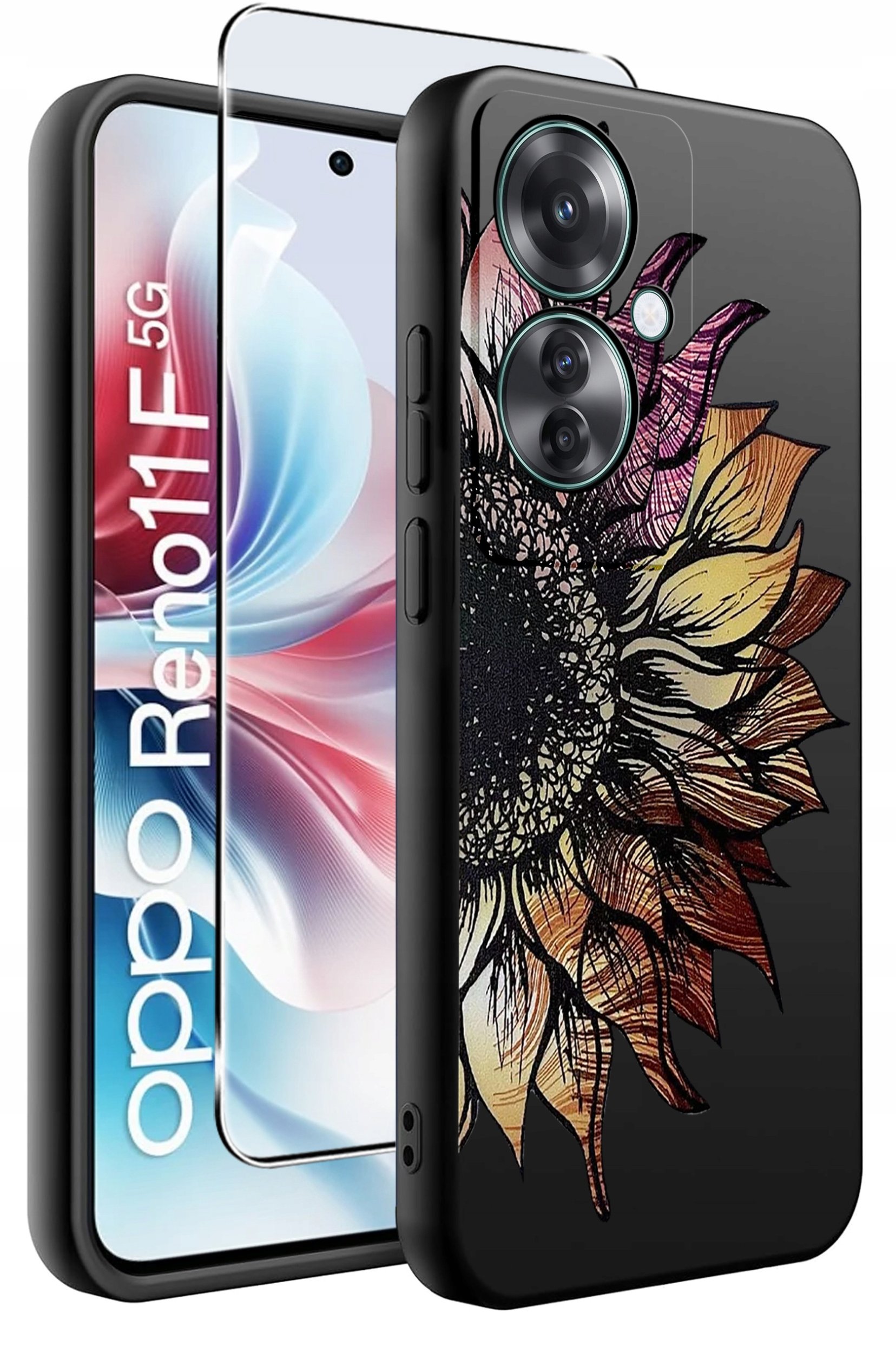 ETUI do Oppo Reno11 F 5G WZORY | SILIKONOWE MATT CASE + SZKŁO HARTOWANE 9H