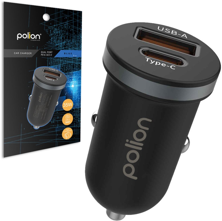 Ładowarka samochodowa do telefonu 12V USB-C 35W | USB-C | USB-A | QC | PD