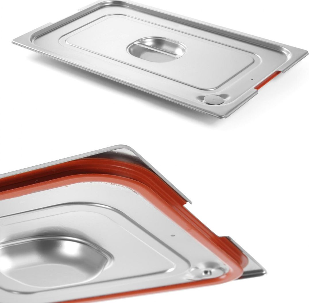 Hendi Pokrywka do pojemnika GN Profi Line z uszczelką silikonową i wycięciem na uchwyty GN2/3 354x325mm stal - Hendi 804315