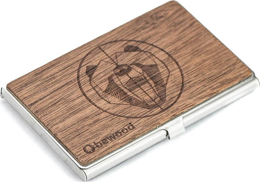 BeWood Drewniany Wizytownik Inox Niedźwiedź Merbau