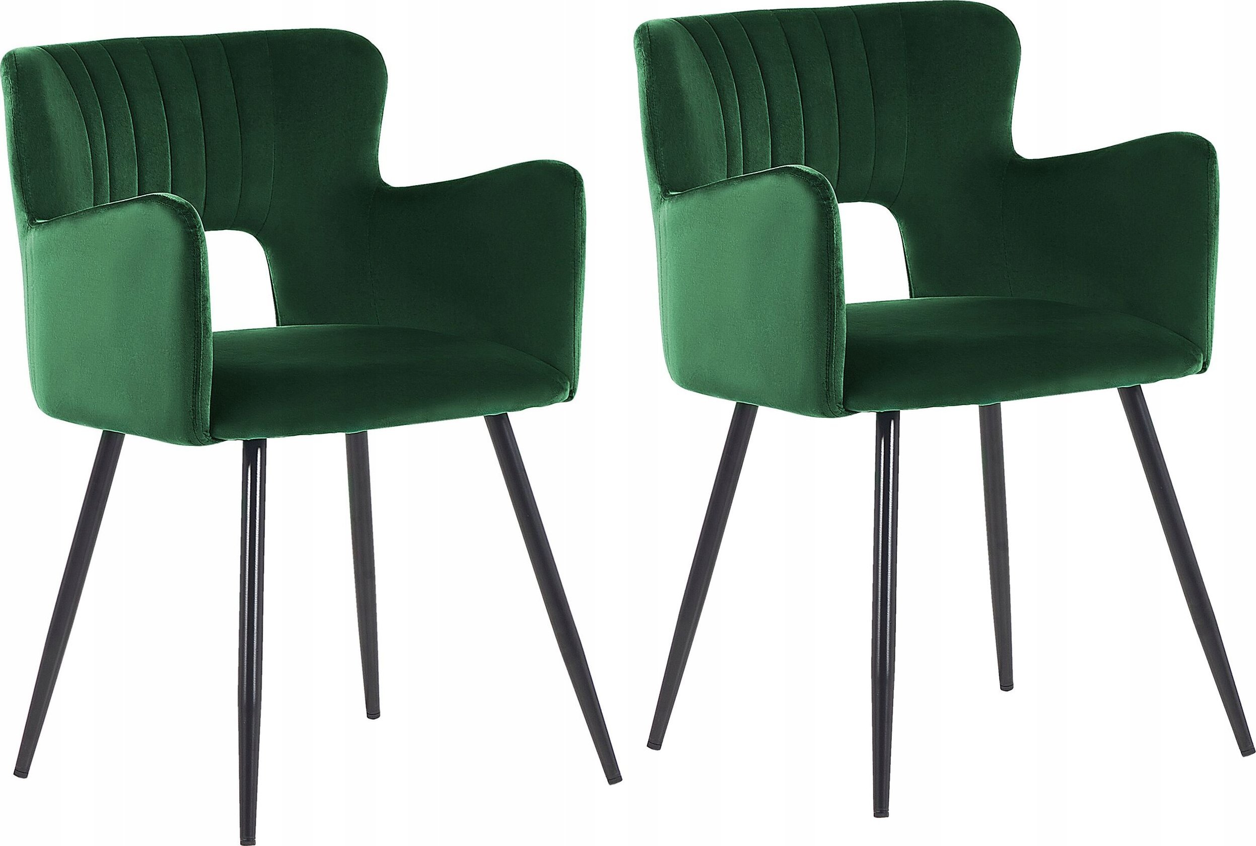 Beliani Zestaw 2 krzeseł do jadalni welurowe szmaragdowa zieleń SANILAC