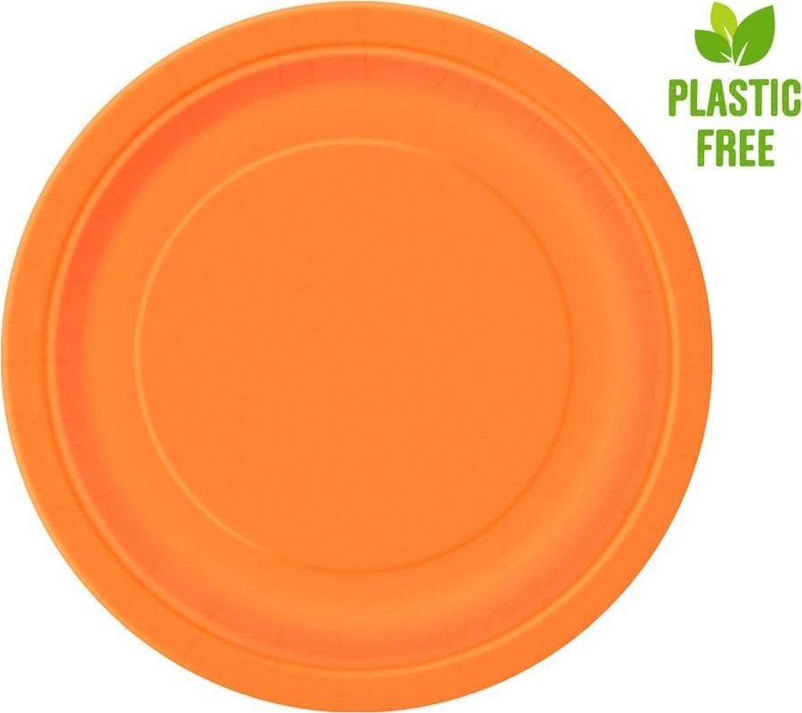 Talerzyki papierowe pomarańczowe 23cm 8szt