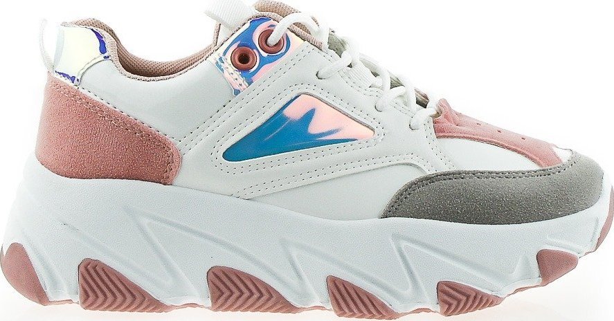 Estetino Tenisówki sportowe białe z neonowymi wstawkami-37