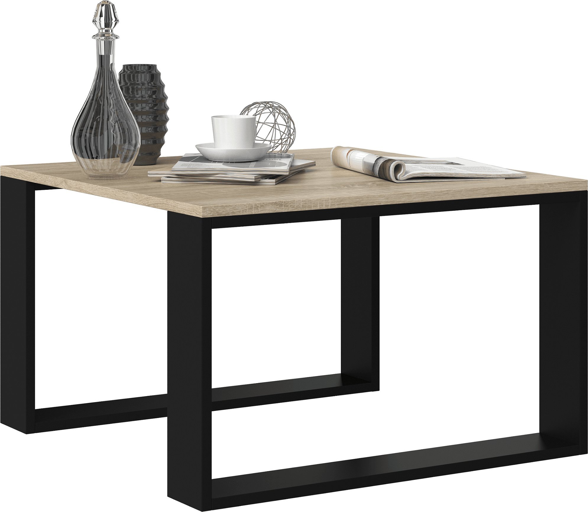 Topeshop STOLIK KAWOWY ŁAWA LOFT MODERN MINI DĄB SONOMA CZERŃ
