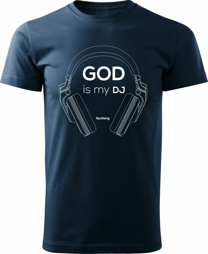 Topslang Koszulka słuchawki God is My DJ męska granatowa REGULAR XXL