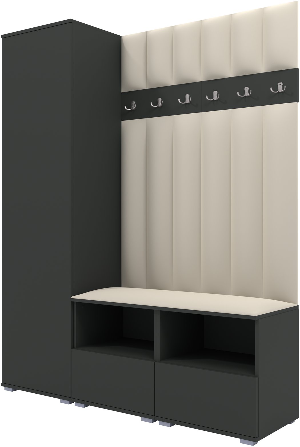 Tapicerowana garderoba Nela II LUX - kolor grafit + tkanina Trinity 01