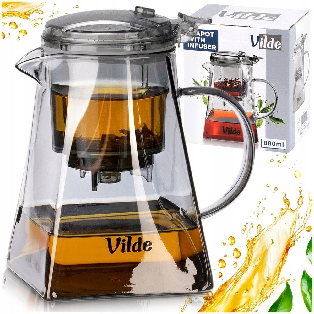 DZBANEK SZKLANY 880ml Z ZAPARZACZEM SPUSTOWYM DO HERBATY ZIÓŁ 259424