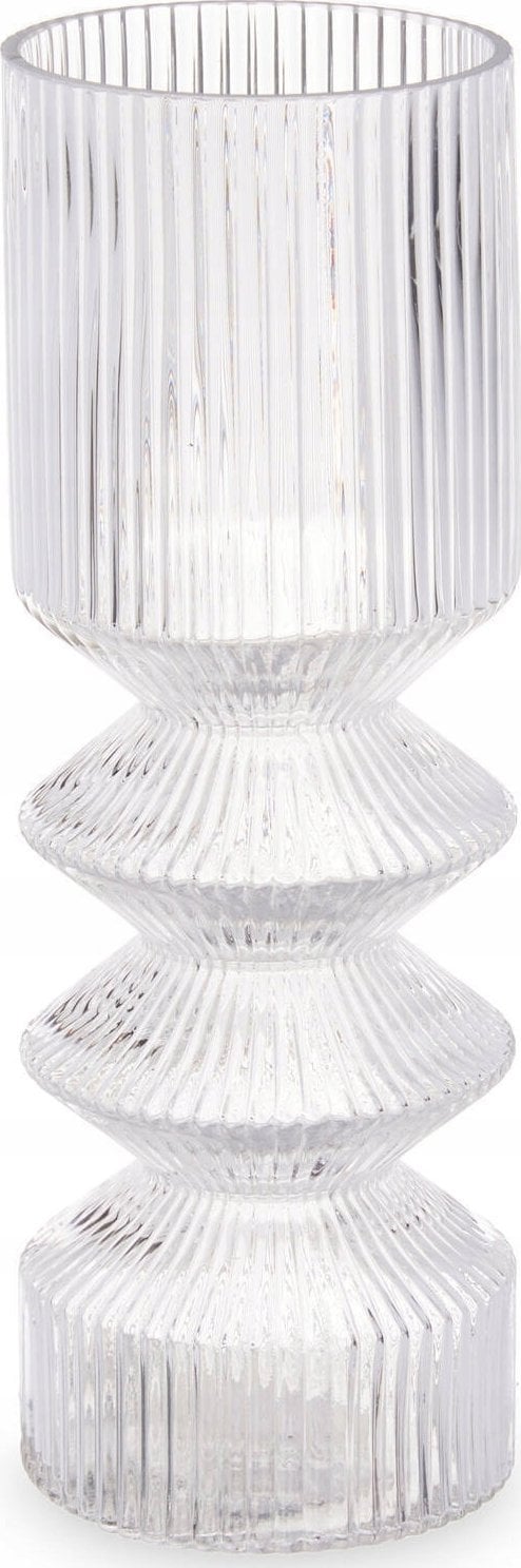 Gift Decor Szklany wazon tuba ryflowane szkło, 8 x 23 cm