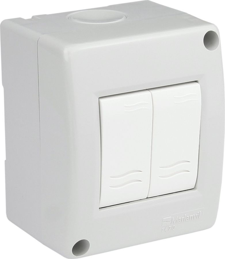 Marlanvil Włącznik światła podwójny naścienny w obudowie IP40 szary M-L 1717