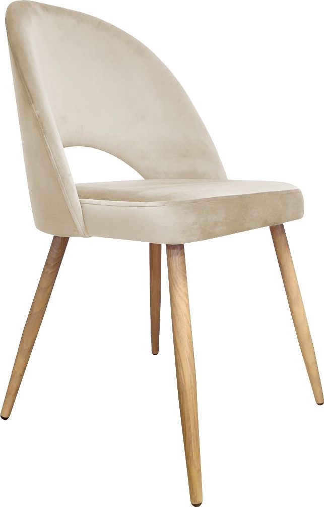 Atos Krzesło ISKAR 2 VELVET beżowe na dębowych nogach do salonu ATOS
